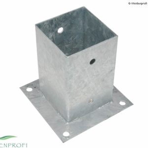 Aufschraubhülse für quadratische Pfosten 91 x 91 mm aus verzinktem Stahl
