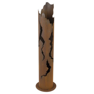 Deko-Säule, Metallsäule Rost, Lampe, ohne Boden, 125cm